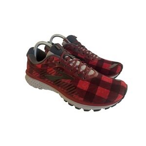 Brooks Shoes Ghost 12 Mens 8 Red Black Plaid Flannel Running Shoes 1103161D686